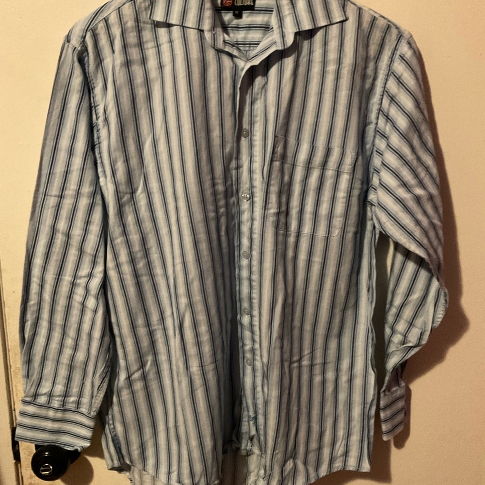 Culture Men's Blue Striped button down business causal blue Shirt size M